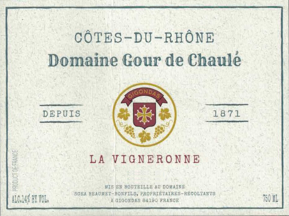 Aline Bonfils Domaine du Gour de Chaule Cotes du Rhone Cuvee de la Vigneronne 2020