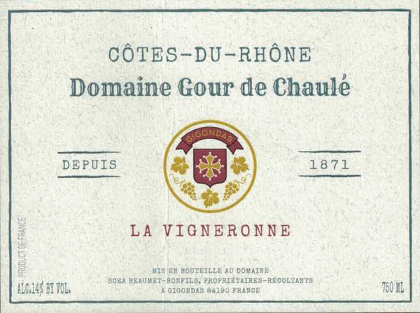 Aline Bonfils Domaine du Gour de Chaule Cotes du Rhone Cuvee de la Vigneronne 2020