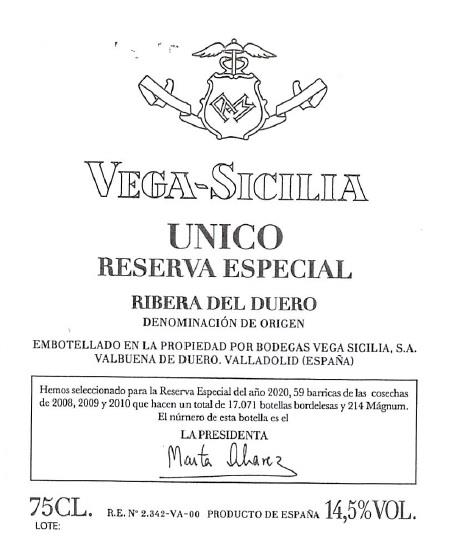 Bodegas Vega Sicilia Unico Reserva Especial R.24