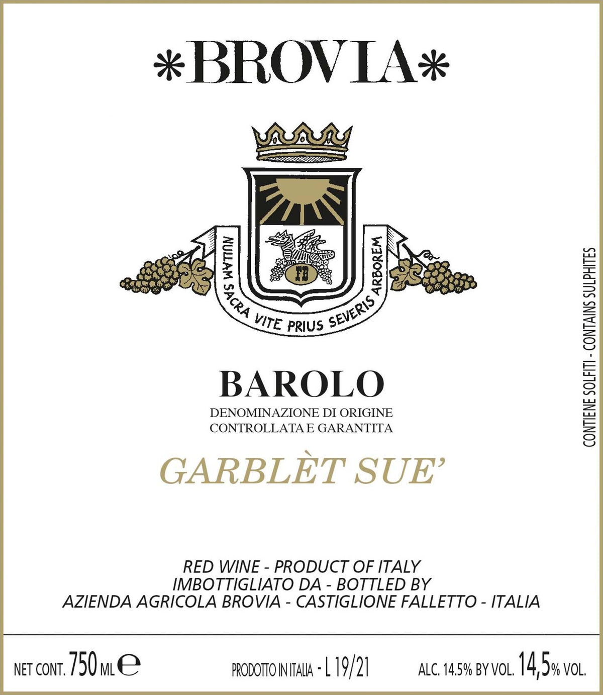 Brovia Barolo Garblet Sue 2016