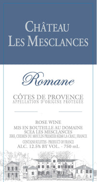 Chateau Les Mesclances Romane Cotes de Provence Rosé 2022