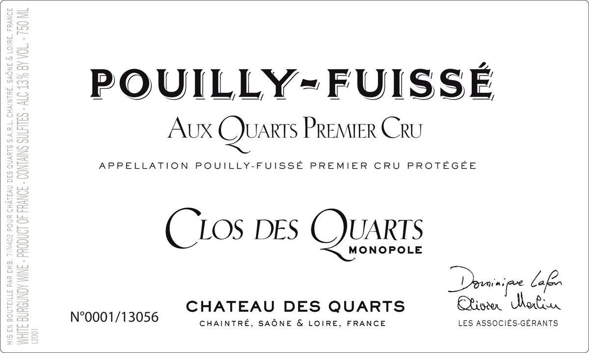 Chateau des Quarts Pouilly-Fuisse 1er Cru Clos des Quarts Monopole 2020