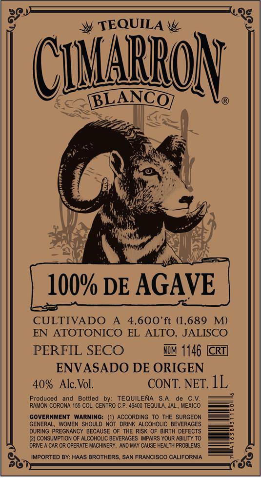 Cimarron Blanco Tequila 1 Liter