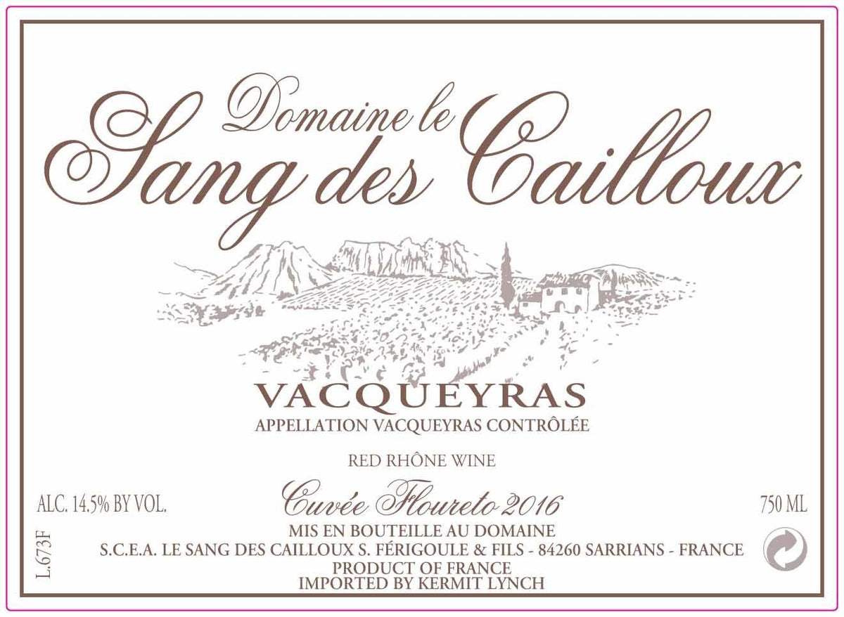 Dom. Le Sang Des Cailloux Vacqueyras Rouge Cuvee Floureto 2019