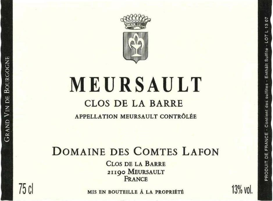 Domaine des Comtes Lafon Meursault Clos de la Barre 2021
