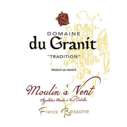Domaine du Granit wine label with brand name and appellation details on a white background