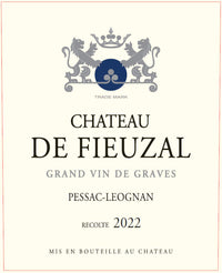Chateau de Fieuzal wine label with branding and vintage information