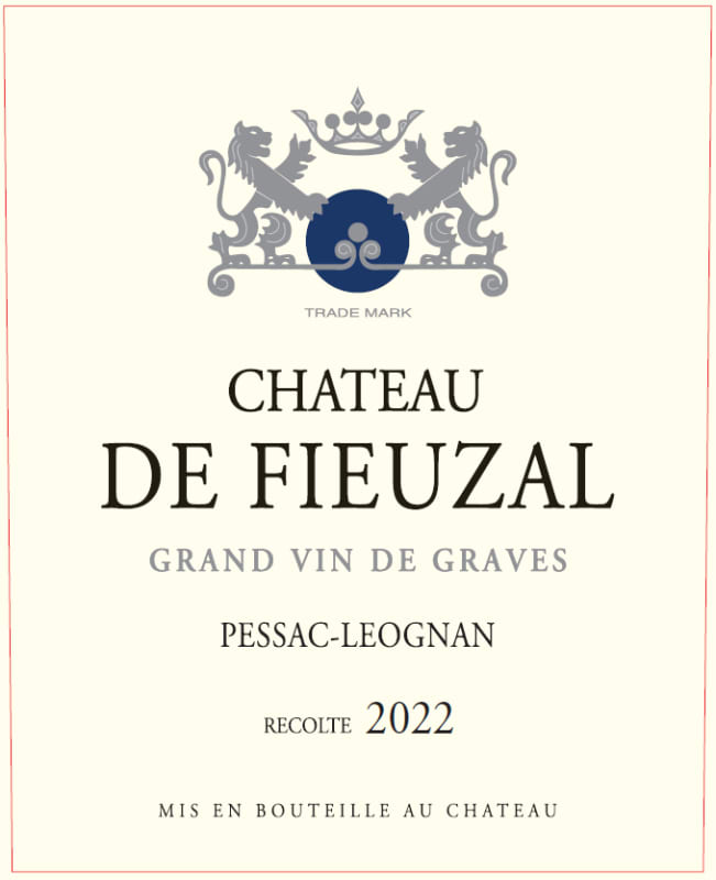 Chateau de Fieuzal wine label with branding and vintage information