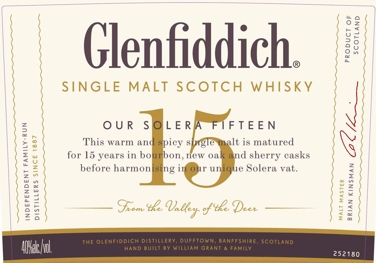 Glenfiddich 15 Year Old Solera Reserve Single Malt Scotch Whisky 750mL