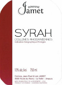 Jamet Syrah Collines Rhodaniennes IGP 2017