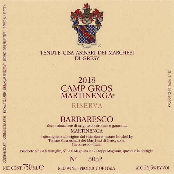 Marchesi di Gresy Barbaresco Camp Gros Martinenga 2018