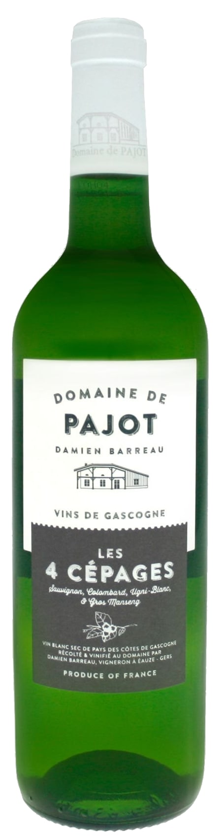 Green wine bottle with a white label on a white background