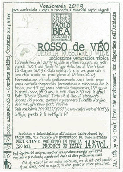 Paolo Bea Umbria Rosso San Valentino 2019