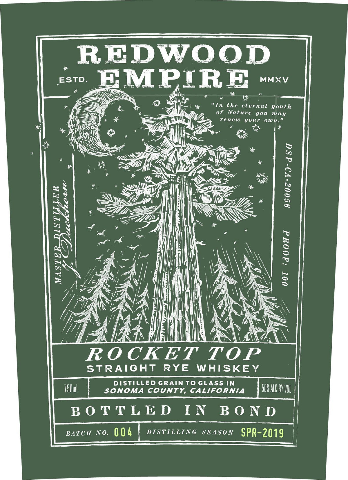 Redwood Empire Rocket Top Rye Whiskey 750mL
