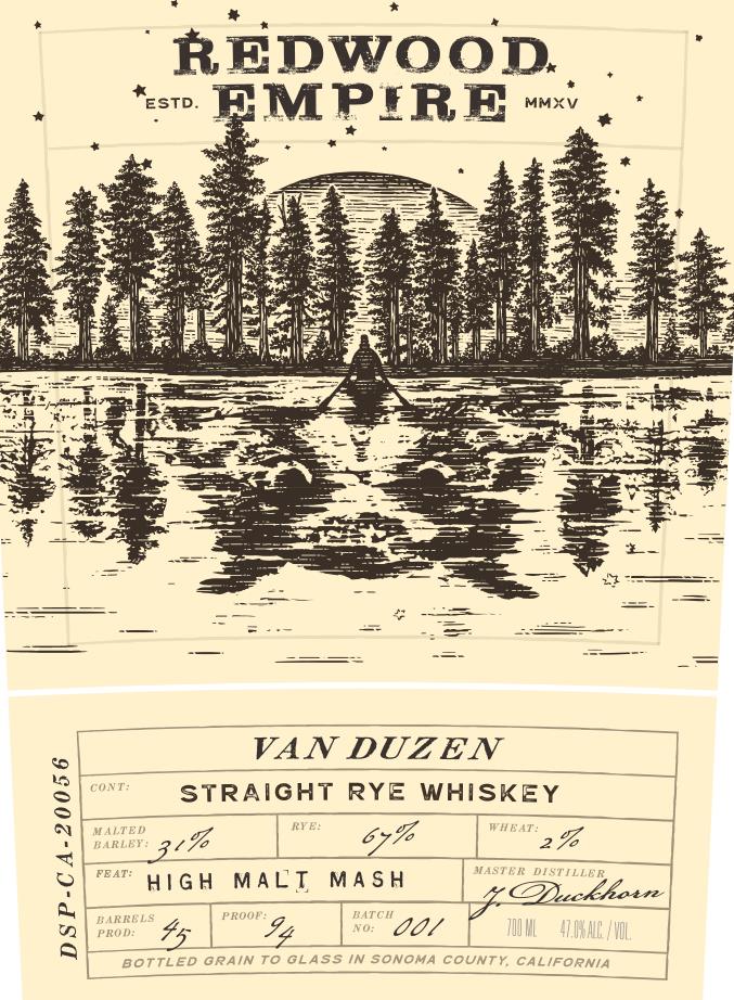 Redwood Empire Van Duzen High Malt Rye 700mL