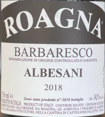 Roagna Barbaresco Albesani 2018