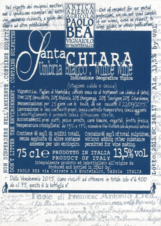 Paolo Bea Santa Chiara Bianco Umbria IGT 2020