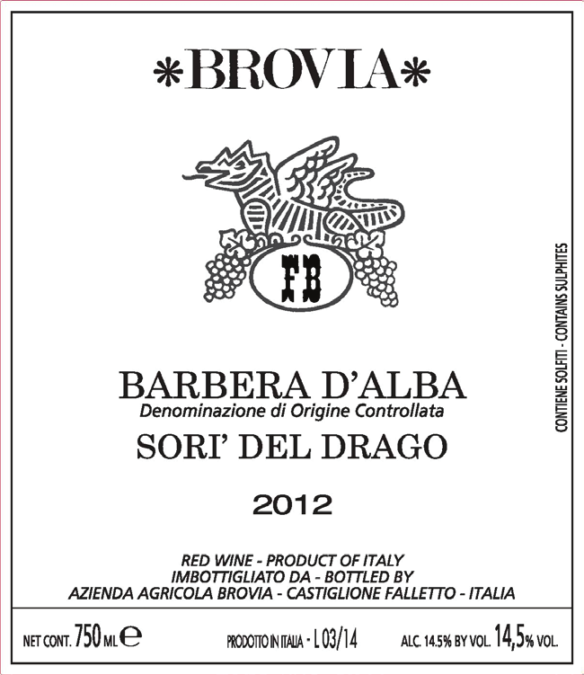 Brovia Barbera d'Alba Sori del Drago 2018