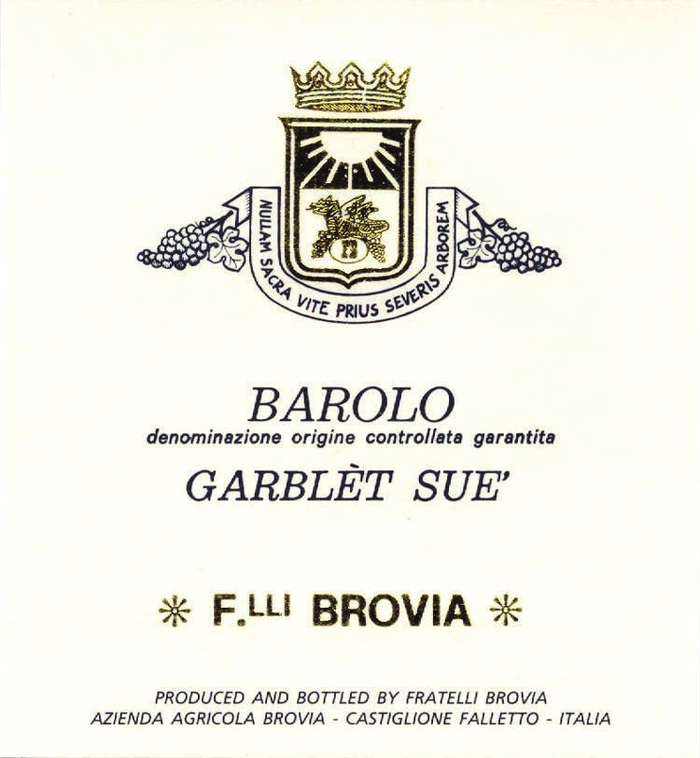 Brovia Barolo Garblet Sue 2018