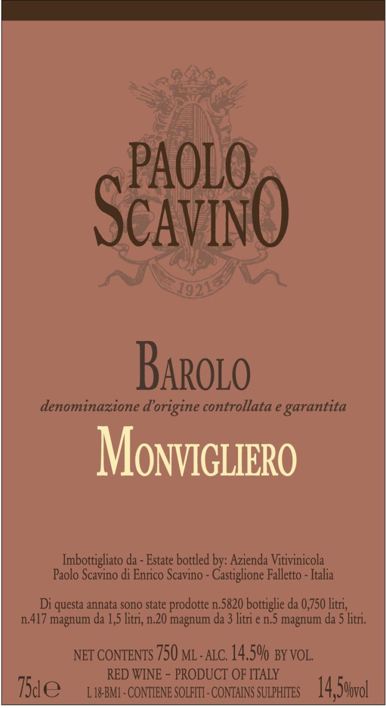 Paolo Scavino Barolo Monvigliero 2018