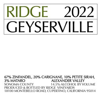 Ridge Geyserville 2022