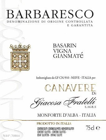 Giacosa Fratelli Barbaresco Basarin Vigna Gianmate 2019