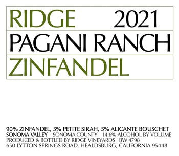 Ridge Pagani Ranch Zinfandel 2021
