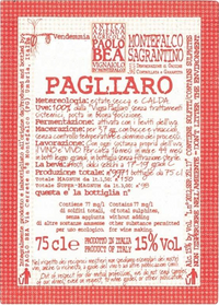 Paolo Bea Sagrantino Secco di Montefalco Vigneto Pagliaro 2019