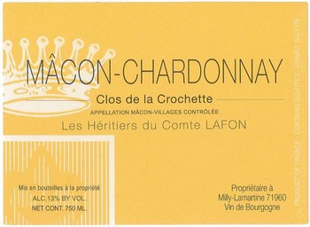 Les Heritiers du Comte Lafon Clos de la Crochette Macon-Chardonnay 2022