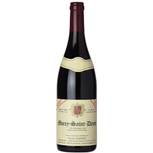 Wine bottle with 'Morey-Saint-Denis' label on a white background