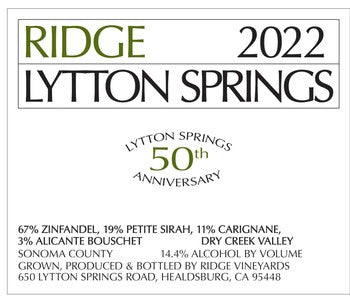 Ridge Lytton Springs Red Blend 2022